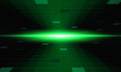Fototapete - Futuristic perspectivegreen light grid and green light  background.Vector illustration