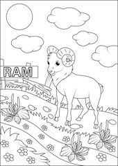 Wall Mural - funny animals coloring page for kids