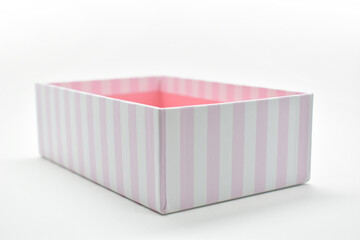 Wall Mural - open beautiful pink paper box on white background