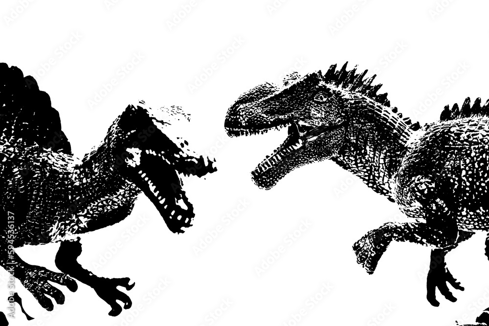 dinosaur silhouette isolated on white background, model of spinosaurus ...