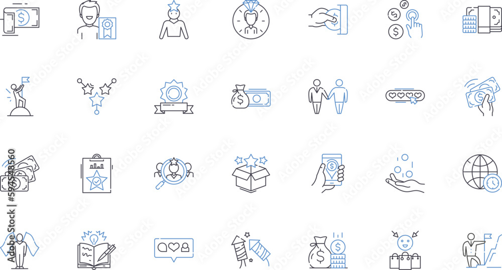 Tax planning line icons collection. Deductions, Credits, Exemptions ...