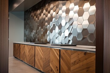 creative design with stainless steel, wood, and tile, created with generative ai