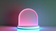 © RocknRoller Studios - Pink and Blue Plinth with Neon Lights. Pastel colored product stage. Generative AI.