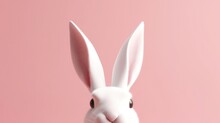 White Rabbit Against Pink Background. Easter Concept With Copy-space. Generative AI.