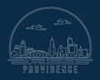Providence - Cityscape with white abstract line corner curve modern style on dark blue background, building skyline city vector illustration design
