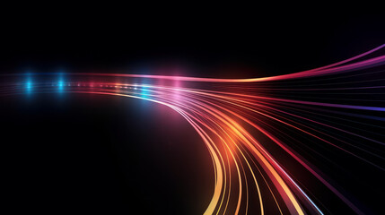 colorful light trails with motion effect. illustration of high speed light effect on black backgroun