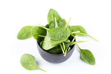 Wall Mural - Green spinach on a white background