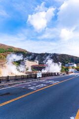 雲仙地獄への道(道路から観える紅葉風景)
Road to Unzen Jigoku (Autumn leaves seen from the road)
日本(秋)2022年撮影
Japan (Autumn) Taken in 2022
九州・長崎県雲仙市小浜町
Obama Town, Unzen City, Kyushu/Nagasaki 
(雲仙地獄)(雲仙温泉街)
(Unzen hell) 