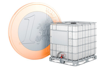 Poster - Intermediate bulk container with euro coin, 3D rendering