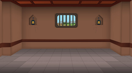 Village Empty room inside vector, poor mud house room interior cartoon background illustrations.