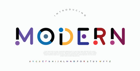 Modern abstract digital alphabet colorful font minimal technology typography creative urban. vector illustration
