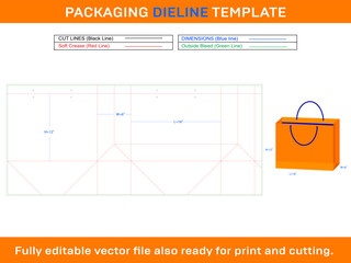 Shopping Bag Dieline Template 16x6x12 inch