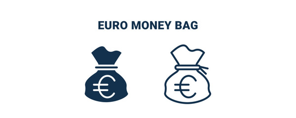 Wall Mural - euro money bag icon. Outline and vector euro money bag icon from business and finance collection. Line and glyph vector isolated on white background. Editable euro money bag symbol.