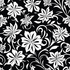 Poster - Arabesque Azalea flower seamless repeat pattern. Vector illustration background