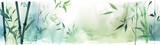 Fototapeta Sypialnia - Generative AI illustration of a panoramic watercolor bamboo painting background