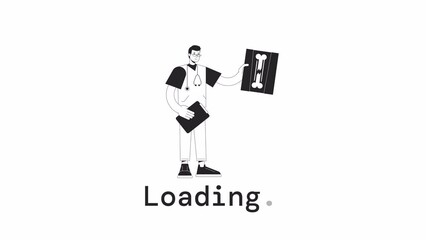 Fototapete - Bone x-ray bw loader animation. Diagnostic imaging in hospital. Flash message 4K video footage. Isolated monochrome loading progress indicator with alpha channel transparency for UI, UX web design