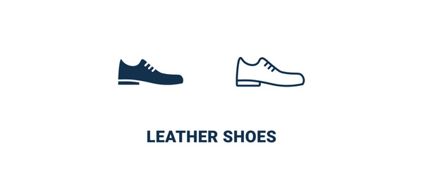 Canvas Print - leather shoes icon. Outline and filled leather shoes icon from clothes and outfit collection. Line and glyph vector isolated on white background. Editable leather shoes symbol.