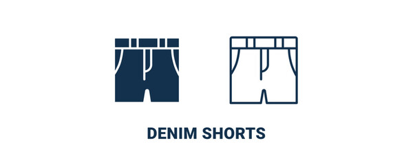 Canvas Print - denim shorts icon. Outline and filled denim shorts icon from clothes and outfit collection. Line and glyph vector isolated on white background. Editable denim shorts symbol.