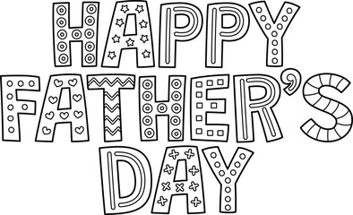 Poster - Happy Fathers Day Isolated Coloring Page for Kids