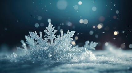 Wall Mural - christmas night composition of snowflakes in snow with sparkles.. Created with generative AI
