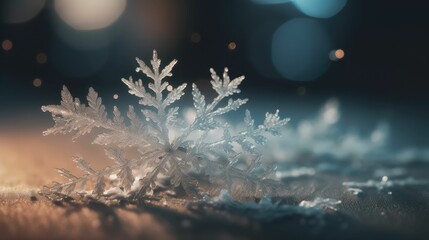Wall Mural - christmas night composition of snowflakes in snow with sparkles.. Created with generative AI