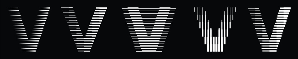 Aufkleber - Letter V Logo Collection with Abstract Line Pattern