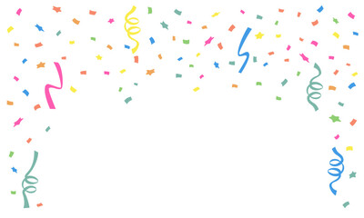 colorful many stars and square small paper falling isolated on white background. confetti for birthd