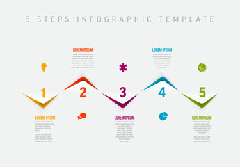 Poster - Five horizontal corner steps elements template with icons