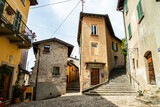 Fototapeta Uliczki - Morcote, Ticino, Switzerland - May 21, 2022 Narrow streets of  Morcote