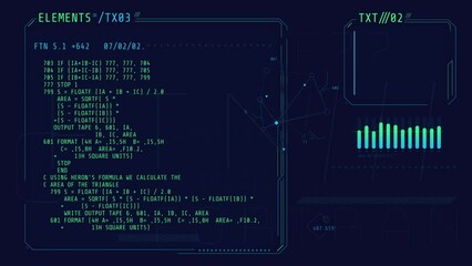 Canvas Print - abstract hud interface with code and infographics.