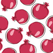 Pomegranate line doodle style pattern. Seamless pomegranate outline pattern.