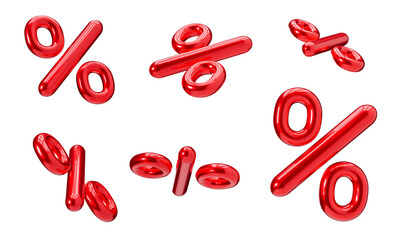 red percent discount 3d signs on transparent background as png. sale, special offer, good price, dea
