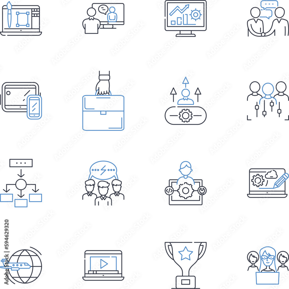 Vetor Operations branch line icons collection. Efficiency, Procedures ...