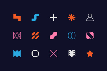 Wall Mural - symbols set. abstract and basic shapes. geometric forms. minimalist icons. flat vector concept. mode