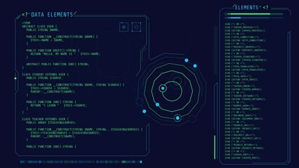 Canvas Print - animation of the coding in windows hud interface.