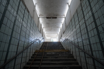 Wall Mural - old empty abandoned dirty underpass way up stairs