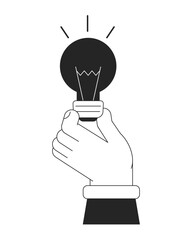 Poster - entrepreneur without idea bw concept vector spot illustration. no creativity 2d cartoon flat line mo