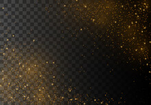 Magic Gold Dust And Highlights. Glowing Glitter Of Smoke Or Splashes. Golden Rain. Stardust Sparkles With An Explosion On Transparent Background. Sparks Golden Stars Shine With Special Light Vector.