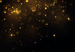 Sparks and golden stars shine with special light on a black background. Christmas concept bokeh. Abstract vector golden sparkles. Sparkling magical dust particles.
