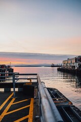 Sticker - A winter pastel sunset view from waterfront in Seattle, Washington