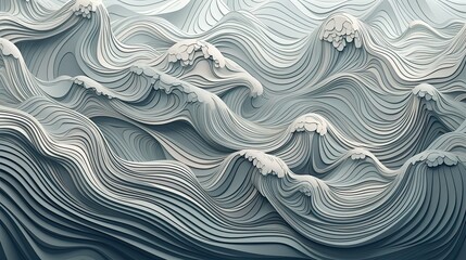 Ocean waves pattern background. Abstract art template with curve pattern. Liquid surface design. Generative AI