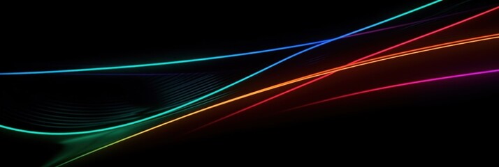 Empty background scene with neon lights. Abstract technology banner design. Digital neon lines on black background.  generate AI