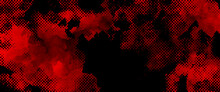 Abstract Red Black Grunge Vector Background With Halftone Effect For Cover Design, Poster, Cover, Banner, Flyer And Cards. Bright Futuristic Texture Illustration.