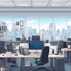 Sticker - office workplace in modern style. generative ai