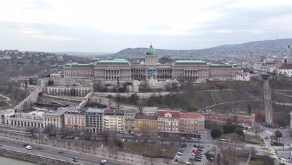 Sticker - Buda Castle in Budapest, Hungary. Palatial venue for the Hungarian National Gallery displays from Gothic altars to sculpture.