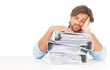 © Shrikant/peopleimages.com - Accountant, thinking and man with stack of folders isolated on transparent png background. Accounting, pile of documents and sad business person, depressed or fatigue, overwork or stress with burnout