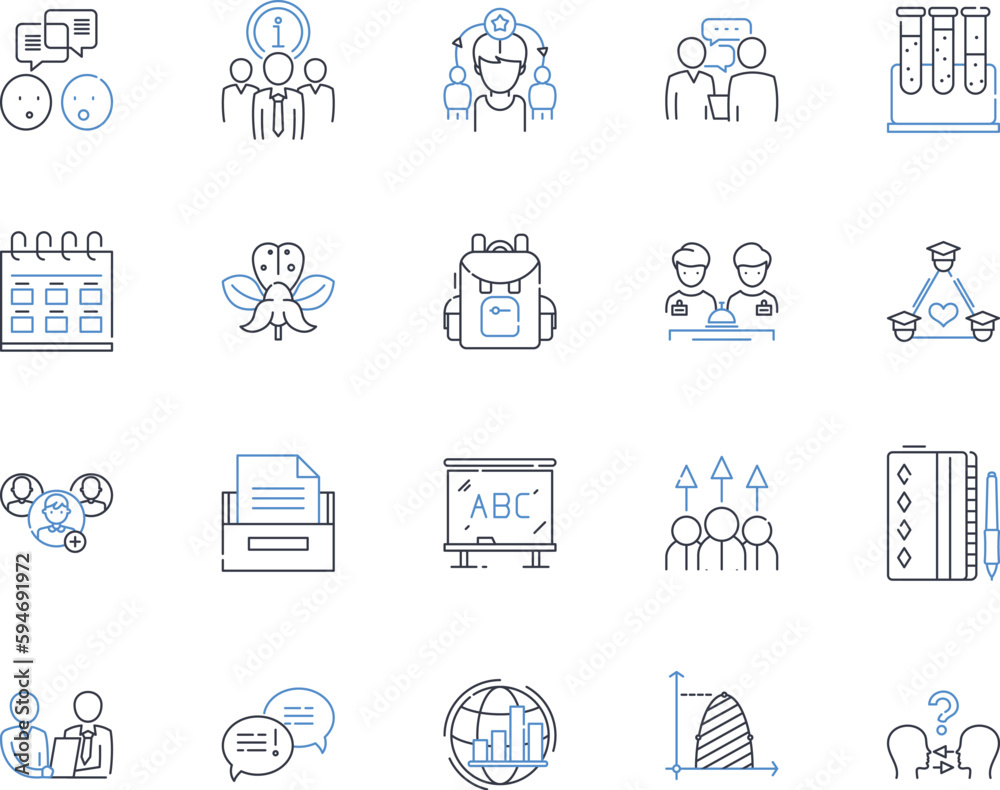 Interpreting texts line icons collection. Comprehension, Analysis ...