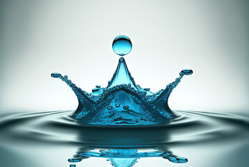 Poster - Water splash with beautiful drops flying away. Liquid motion background. Generated AI.