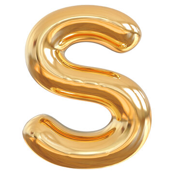 3d font letter S gold