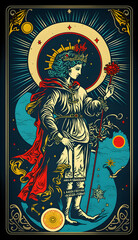 Magic color occult cards. Vintage mystic tarot cards with icon people and magical symbols. Generation AI